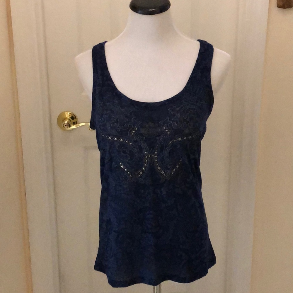 NWT Burn out Blue tank top. Size L